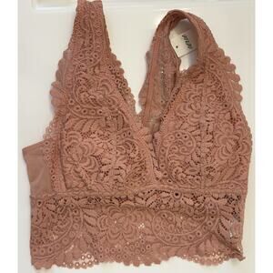 Aerie Wildflower Lace Padded Dusty Pink Bralette Size XS NWT Croquette